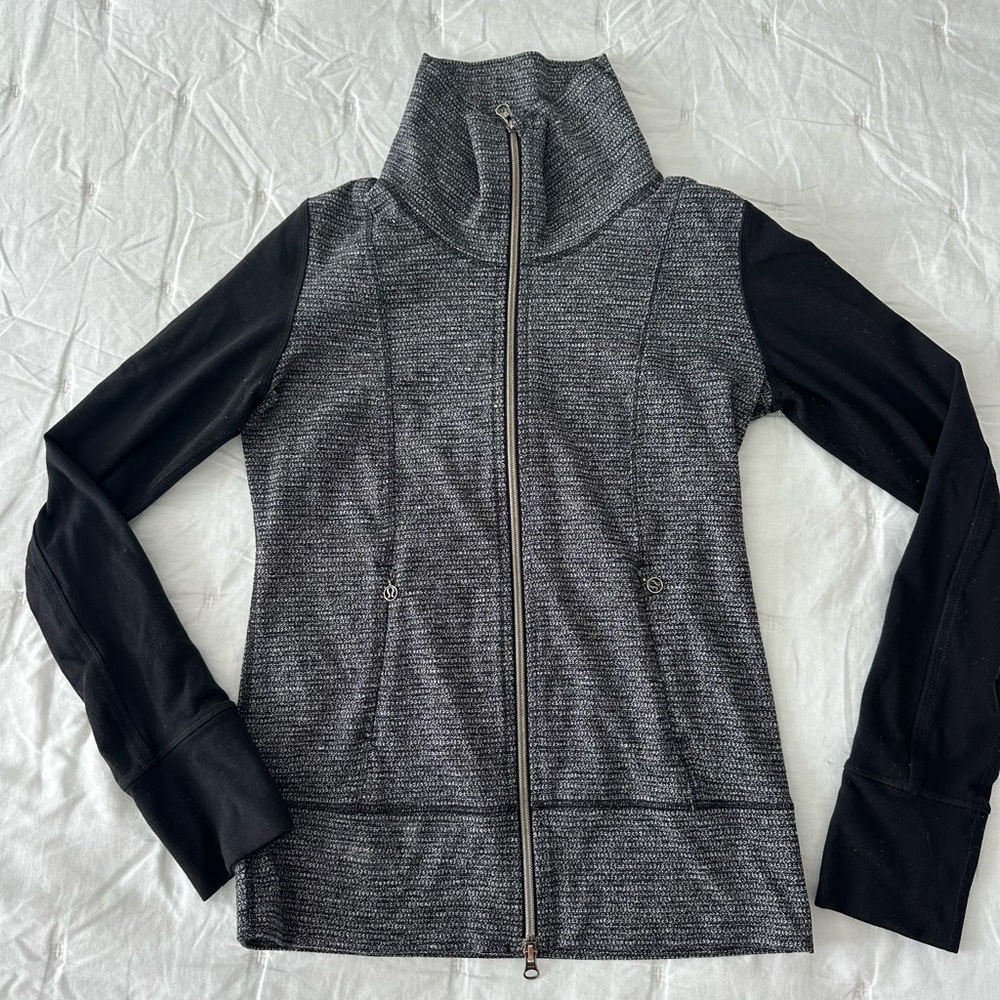 Gray and Black Zip-Up Jacket
